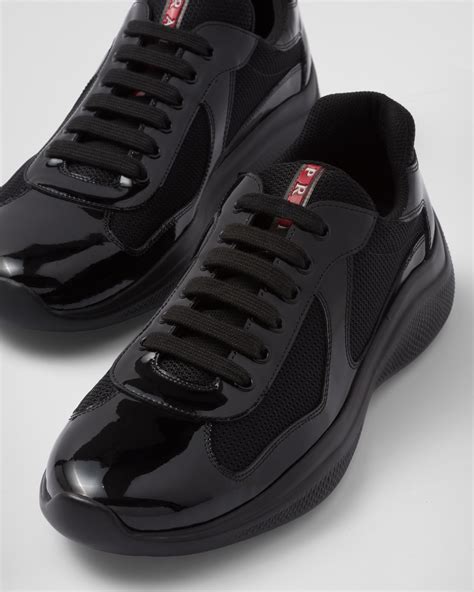 prada fabric and leather sneakers|prada leather sneakers women's.